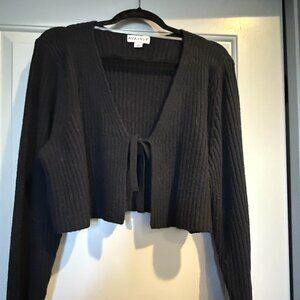 Ava & Viv Cardigans - 1 Cropped Black & 1 Long Gray Cardigan w/ Pockets (1X)